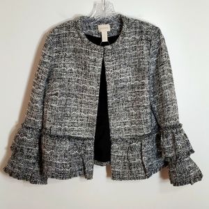 Chico's Tweed Black White Blazer Jacket Women's Size 8 / 10 Chico's Size 1